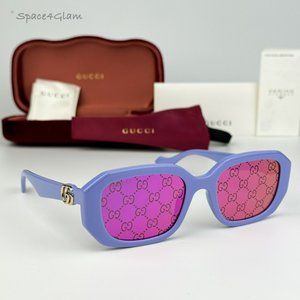 BRAND NEW Gucci GG1535S 004 Violet GG Logo Pink Mirrored Geometric Sunglasses